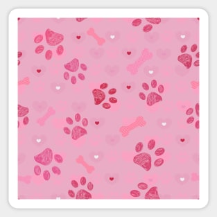 Pink paw prints pattern with bones Sticker